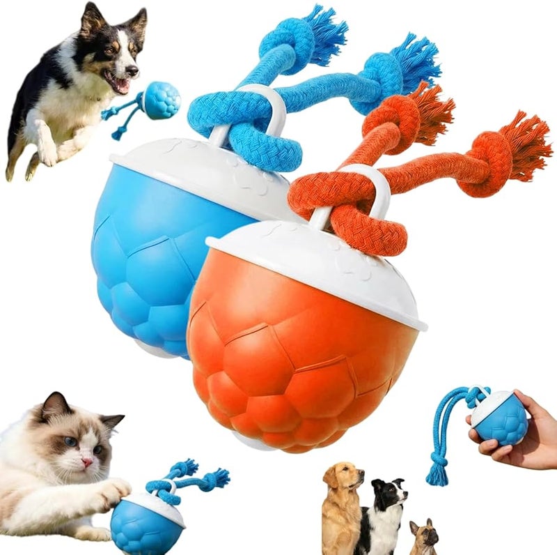 2026 Upgrade Smart Motion Self Moving Ball Dog Toy With Rope For Large Dogs Indoor Play Blue Orange - Image 1