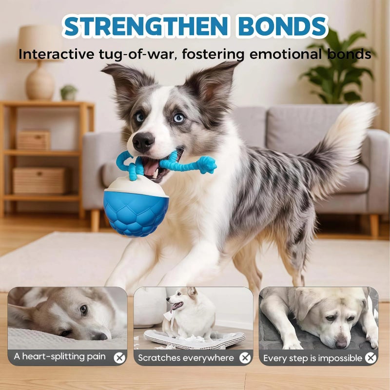 2026 Upgrade Smart Motion Self Moving Ball Dog Toy With Rope For Large Dogs Indoor Play Blue Orange - Image 4