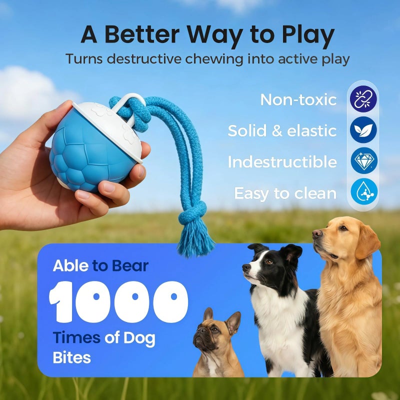 2026 Upgrade Smart Motion Self Moving Ball Dog Toy With Rope For Large Dogs Indoor Play Blue Orange - Image 5