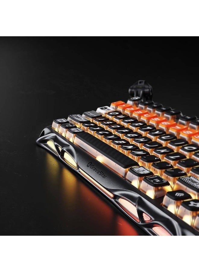 جرافا ستار لوحة مفاتيح ميكانيكية مهنية Mercury K1 Pro CyberFlare بنسبة 75% ، مفاتيح Kailh Speedy Mint Linear القابلة للتبديل الساخن ، ثلاثية الوضع (سلكية / بلوتوث / لاسلكية 2.4GHz) ، بطارية 8000mAh ، أغطية مفاتيح Pudding PBT ، مثبتة على حشوة ، إضاءة خلفية RGB مزدوجة ، تصميم خيال علمي - Image 3