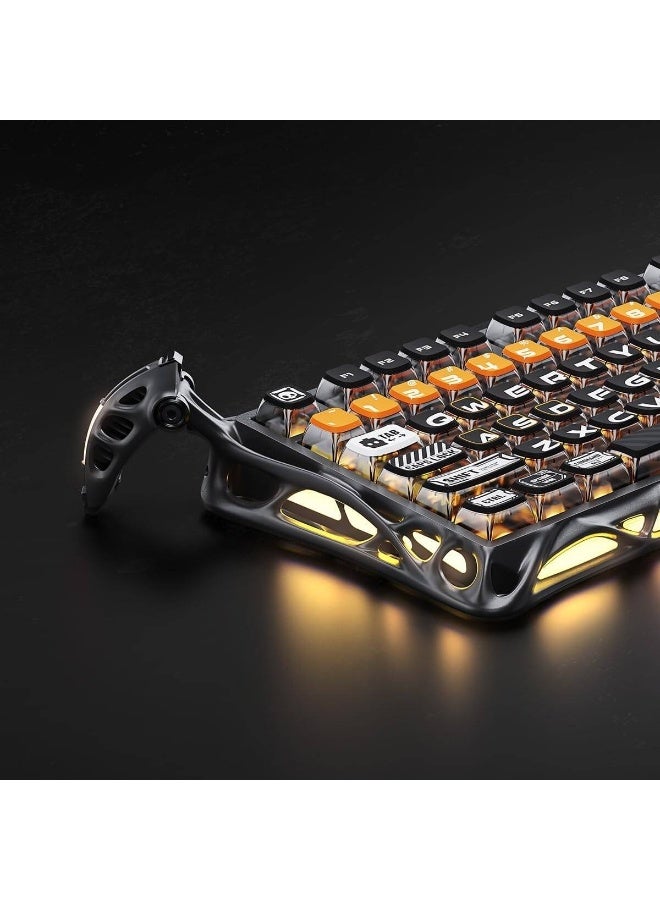 جرافا ستار لوحة مفاتيح ميكانيكية مهنية Mercury K1 Pro CyberFlare بنسبة 75% ، مفاتيح Kailh Speedy Mint Linear القابلة للتبديل الساخن ، ثلاثية الوضع (سلكية / بلوتوث / لاسلكية 2.4GHz) ، بطارية 8000mAh ، أغطية مفاتيح Pudding PBT ، مثبتة على حشوة ، إضاءة خلفية RGB مزدوجة ، تصميم خيال علمي - Image 4