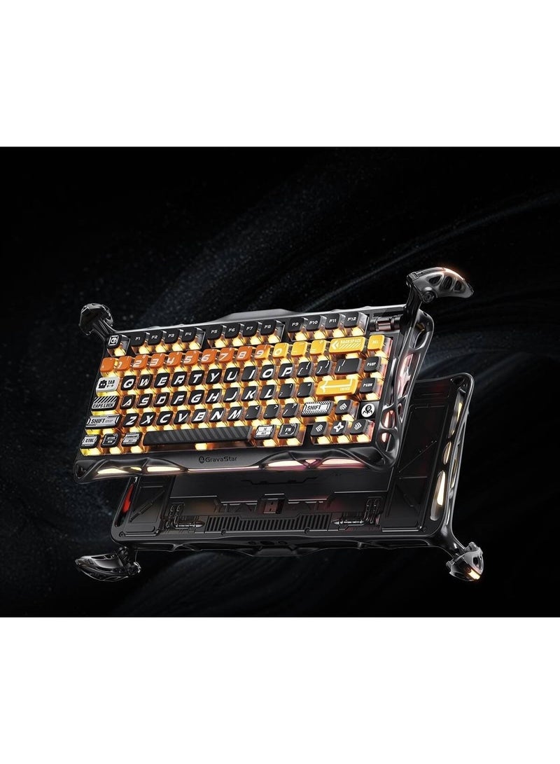 جرافا ستار لوحة مفاتيح ميكانيكية مهنية Mercury K1 Pro CyberFlare بنسبة 75% ، مفاتيح Kailh Speedy Mint Linear القابلة للتبديل الساخن ، ثلاثية الوضع (سلكية / بلوتوث / لاسلكية 2.4GHz) ، بطارية 8000mAh ، أغطية مفاتيح Pudding PBT ، مثبتة على حشوة ، إضاءة خلفية RGB مزدوجة ، تصميم خيال علمي - Image 5