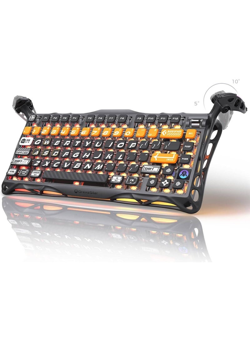 جرافا ستار لوحة مفاتيح ميكانيكية مهنية Mercury K1 Pro CyberFlare بنسبة 75% ، مفاتيح Kailh Speedy Mint Linear القابلة للتبديل الساخن ، ثلاثية الوضع (سلكية / بلوتوث / لاسلكية 2.4GHz) ، بطارية 8000mAh ، أغطية مفاتيح Pudding PBT ، مثبتة على حشوة ، إضاءة خلفية RGB مزدوجة ، تصميم خيال علمي - Image 1
