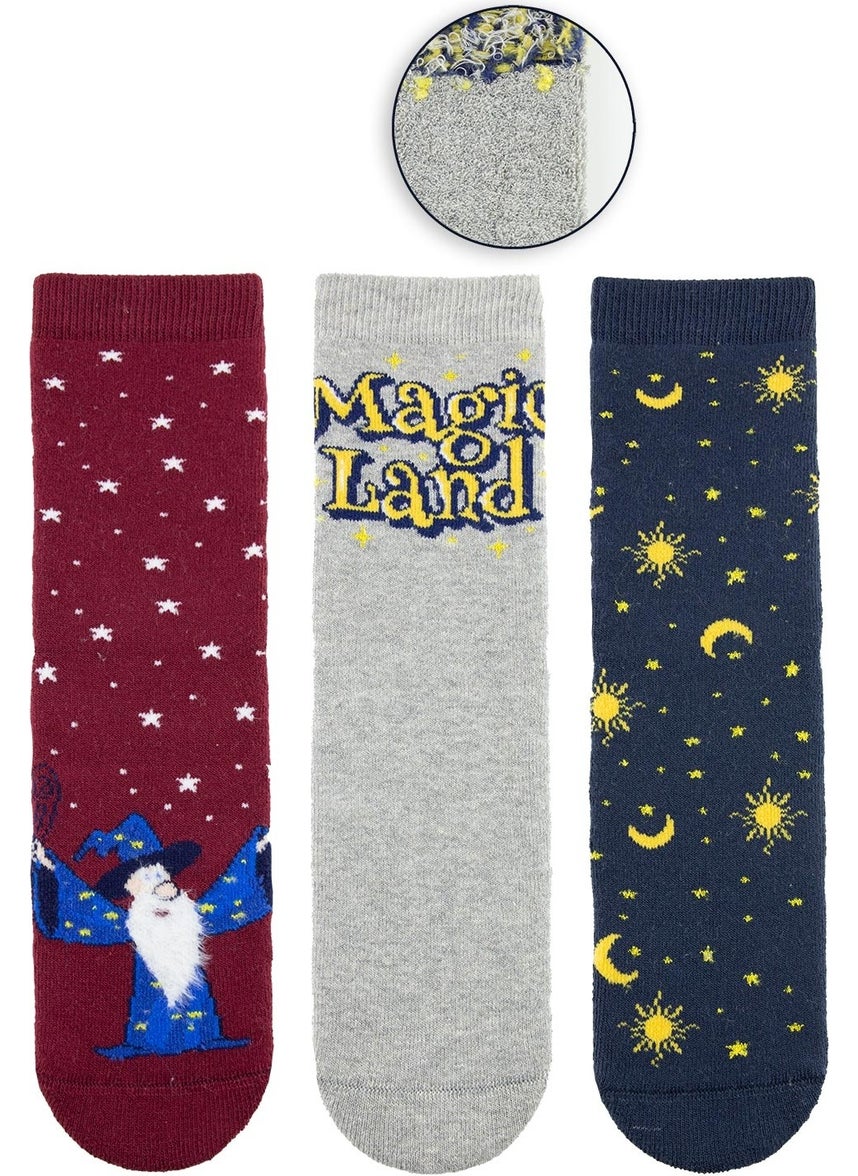 Bross 3 Star Non-Slip Sole Towel Children's Socks  - Image 2