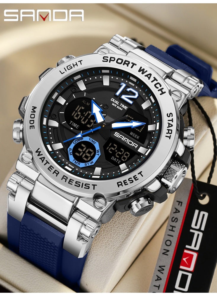 Sanda Men's Electronic Watch Sports Multi functional Waterproof Alarm Clock Night Light LED Fashion Men's Electronic Watch - Image 1