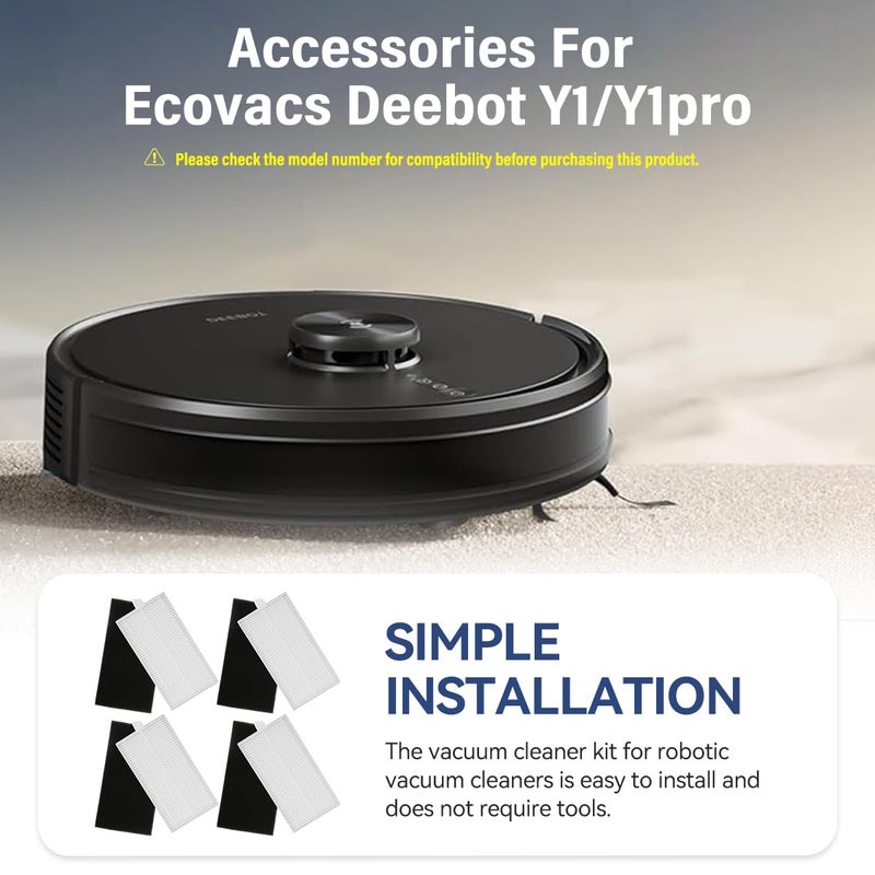 Verilux Replacement Filters for Ecovacs Deebot Y1 pro Vacuum Cleaner Capturing Larger Particles and Debris Tailorted fit Replacement Primary Filters for Ecovacs Deebot Y1 pro Pack of 4 - Image 2