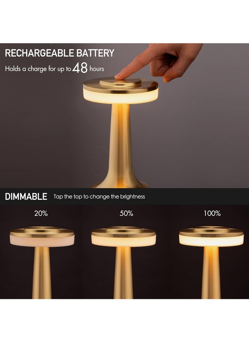 Generic - O'Bright Portable LED Table Lamp with Touch Sensor, 3-Levels Brightness, Rechargeable Battery Up to 48 Hours Usage, Night Light for Kids Nursery, Nightstand Lamp, Bedside Lamp (Gold) - Image 1