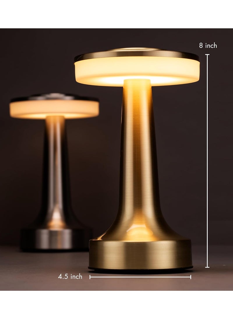 Generic - O'Bright Portable LED Table Lamp with Touch Sensor, 3-Levels Brightness, Rechargeable Battery Up to 48 Hours Usage, Night Light for Kids Nursery, Nightstand Lamp, Bedside Lamp (Gold) - Image 1