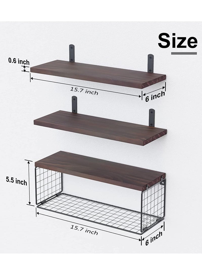 Arabest 3-Tier Floating Shelf Wall Mounted Wire Storage Basket for Bathroom, Kitchen, Bedroom, Living Room, Wall Decor Storage Rack (3-Tier) - Image 4