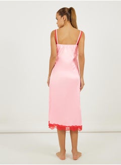 Styli Floral Placement Contrast Lace Slip Dress  - Image 4