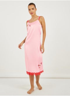 Styli Floral Placement Contrast Lace Slip Dress  - Image 1