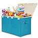 popoly Large Toy Box Chest Storage with FlipTop Lid Collapsible Toy Bin Storage Organizer for Boys Kids Girls Toys Playroom Organizers 25x13 x16Linen Teal - Image 3