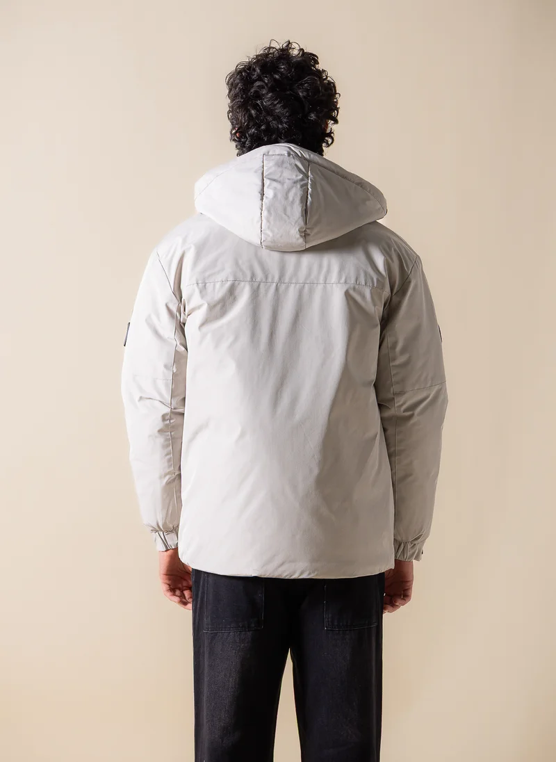 SHAPES TECHNICAL HOODED PUFFER JACKET