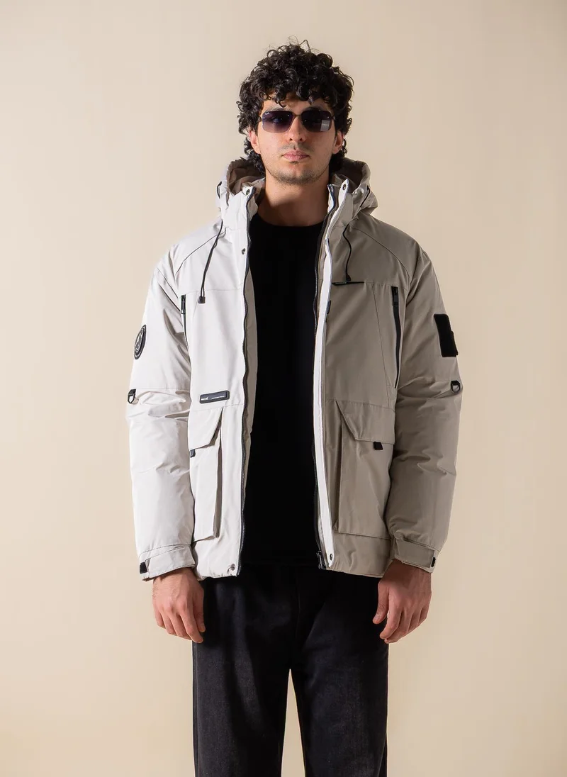 SHAPES TECHNICAL HOODED PUFFER JACKET