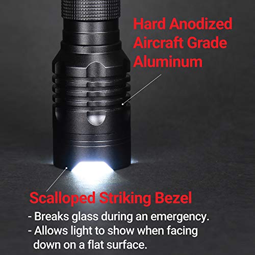 Feit Electric LED Tactical Flashlight - Aluminum Alloy - Zoomable Strike Bezel; Illuminate up to 600 feet - Adjustable Brightness from 170-500 Lumen | Requires 3-AAA Batteries - Image 4