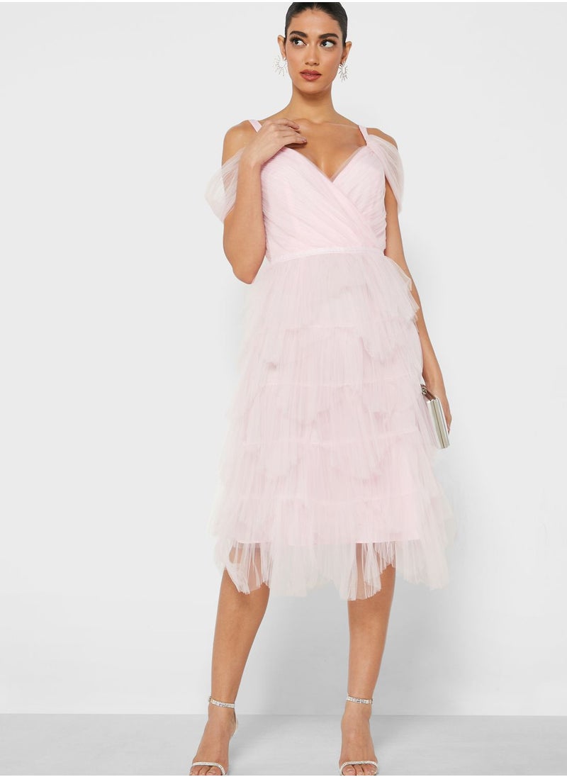 True Decadence Pleated Petal Skirt Midi Dress  - Image 4