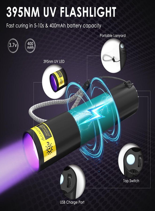 akisey UV Resin Kit with Light, 50g UV Resin with Rechargeable 395NM UV Flashlight, Fast Curing in Seconds, UV Glue Adhesive for Bonding Jewelry, Plastic, Glass Repair, w/Mat, Gloves, Storage Bag - Image 2