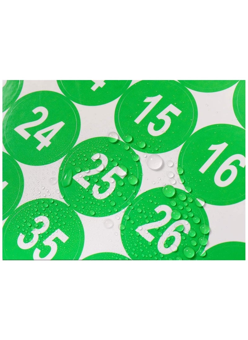 Generic - 10 sheets, with numbers from 1 to 50, A4 size, self-adhesive from the inside and outside, in green color - Image 1