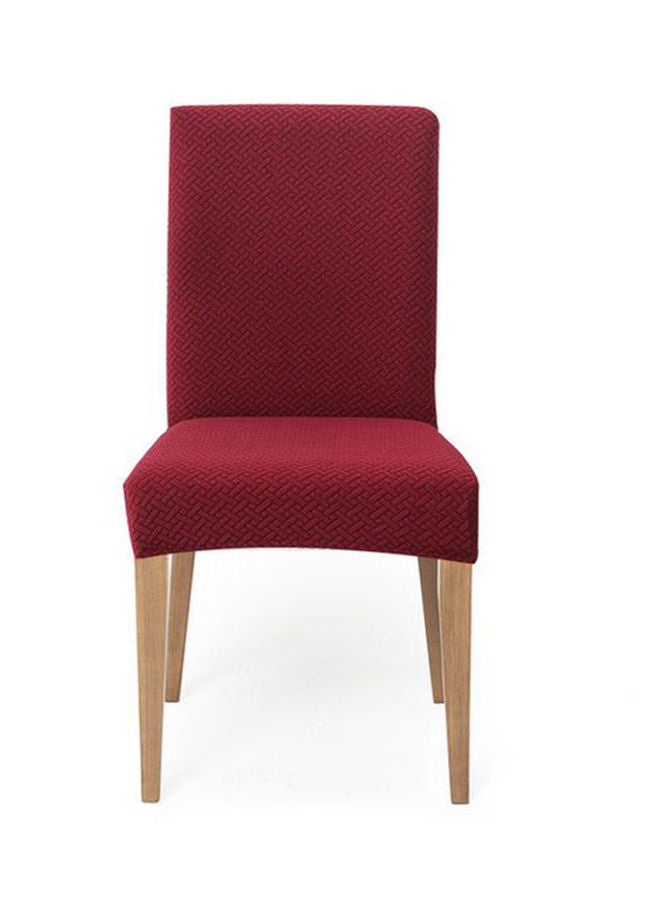 NIBEMINENT 4-Piece Stretchable Dining Chair Covers Burgundy 58cm - Image 1