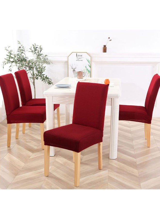 NIBEMINENT 4-Piece Stretchable Dining Chair Covers Burgundy 58cm - Image 3