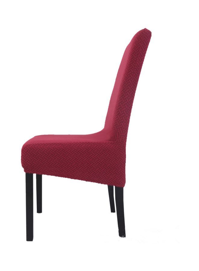 NIBEMINENT 4-Piece Stretchable Dining Chair Covers Burgundy 58cm - Image 2