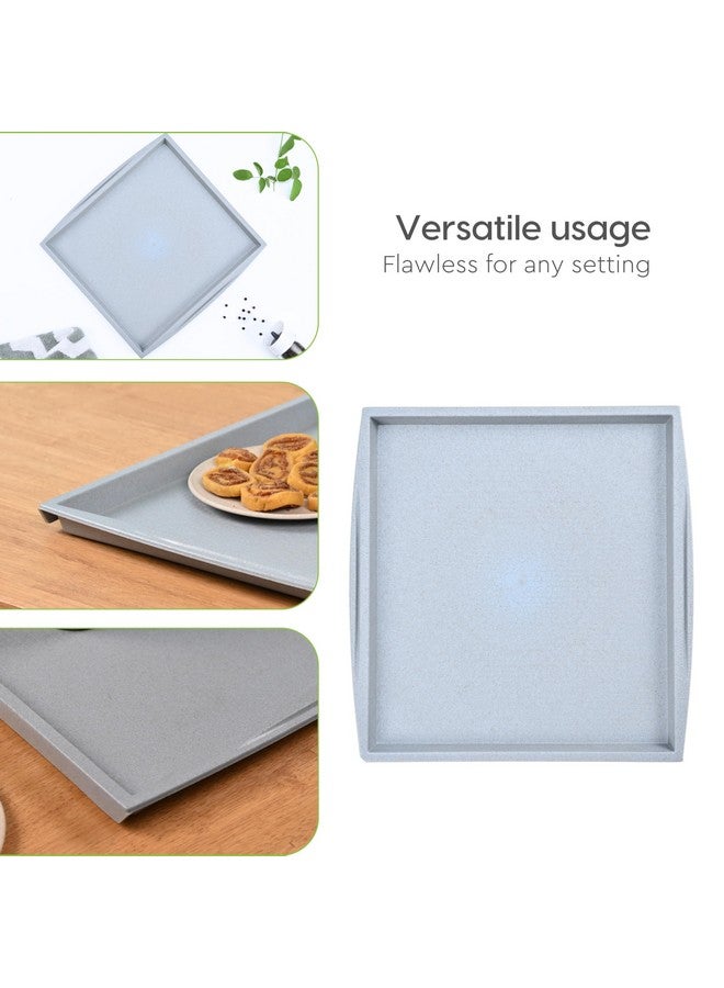 Eha Earth Friendly Square Trays for Serving Set of 2 | 11 Inch | Serving Tray Made with Coffee Husk & Rice Husk | Tray Set for Serving Tea/Coffee/Snacks | Sand-Azure - Image 4