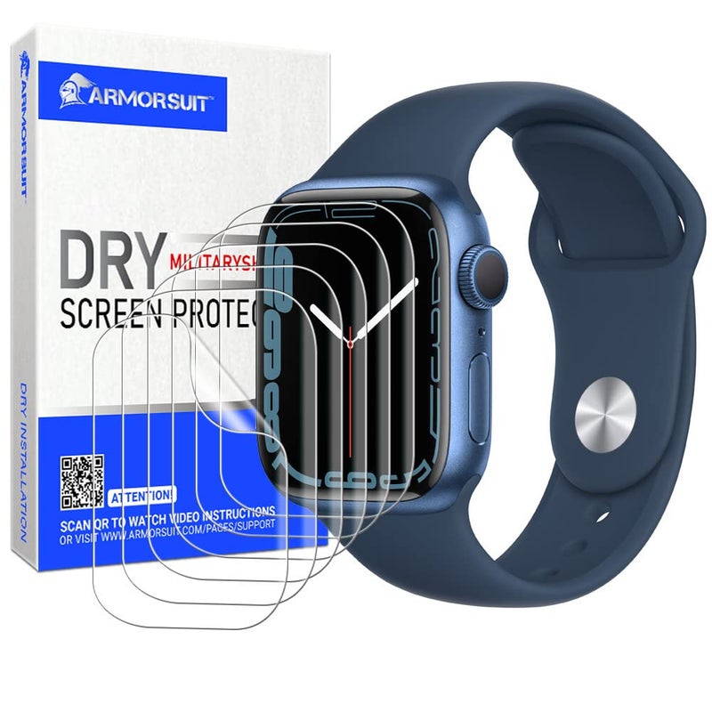 ArmorSuit 6 Pack DRY-Shield Screen Protector for Apple Watch Series 7 41mm & Series 6/SE/5/4 40mm Dry Installation HD Clear TPU Film - Image 1