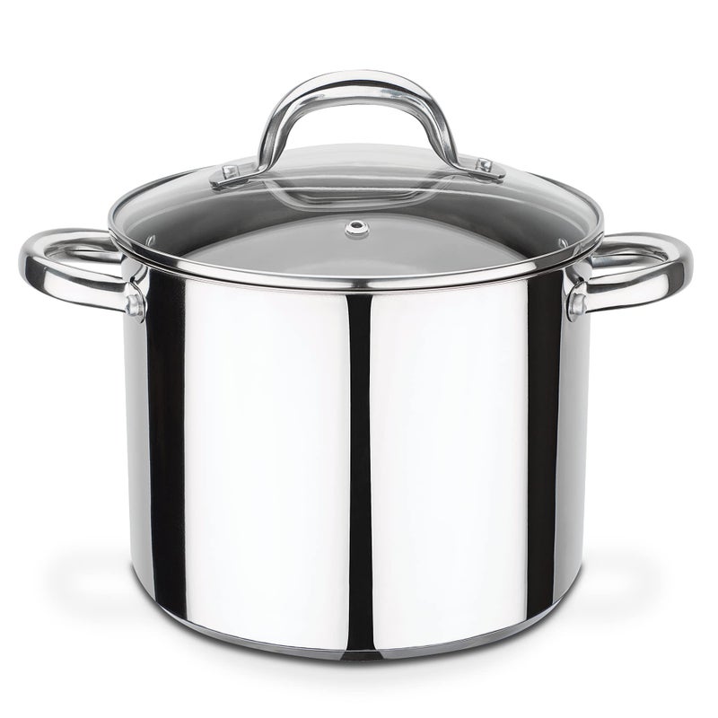 GSW Stahlwaren GmbH Stock Pot with Glass Lid SilverClear 20 x 18 cm 5 Litre