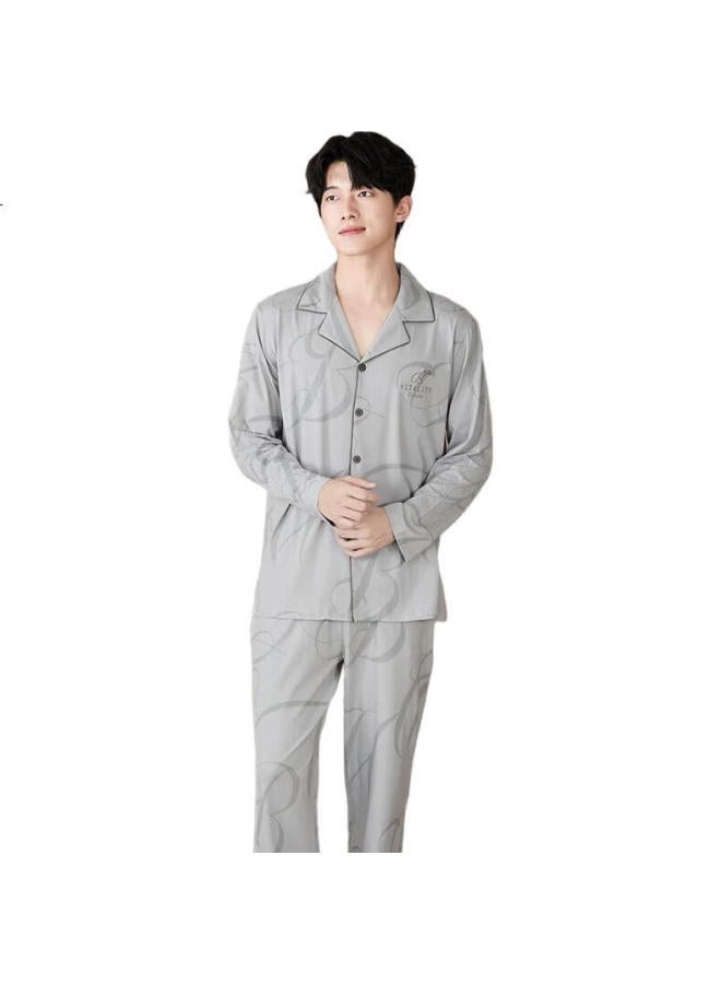 Fenton Men'S Pajamas, Spring And Autumn, Pure Cotton, Buttoned Collar, Cardigan, Long-Sleeve, Home Wear Set - Image 3