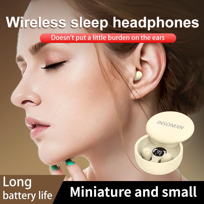 INSONIXN SK26 Sleep Earbuds for Sleeping, Wireless Bluetooth Earphone, Smallest Tiny Earbuds Hidden Headphones, White - Image 2