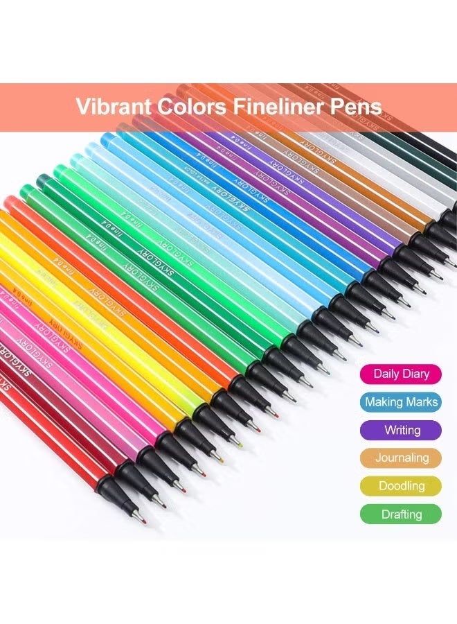 Sky Glory Skyglory Betterfine Fineliner Pens Set - 0.4mm Fine Tip, 24 Assorted Vibrant Colors - Image 5