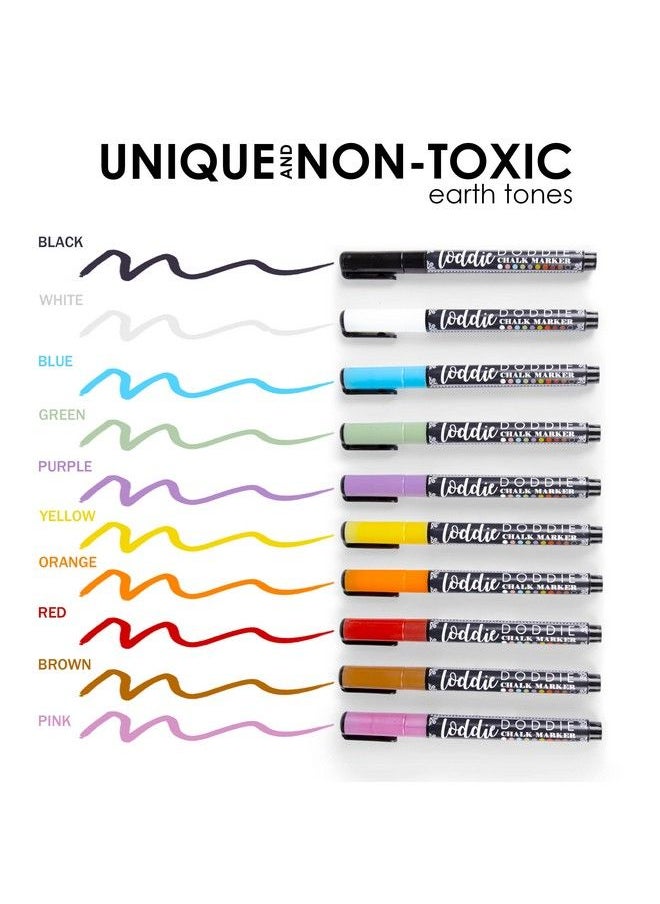 Loddie Doddie Fine Liquid Chalk Markers For Chalkboard Erasable Lowodor Chalkboard Markers Erasable Earth Tones Chalk Pens 10 Count  - Image 4