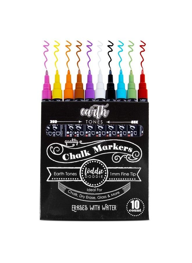 Loddie Doddie Fine Liquid Chalk Markers For Chalkboard Erasable Lowodor Chalkboard Markers Erasable Earth Tones Chalk Pens 10 Count  - Image 2