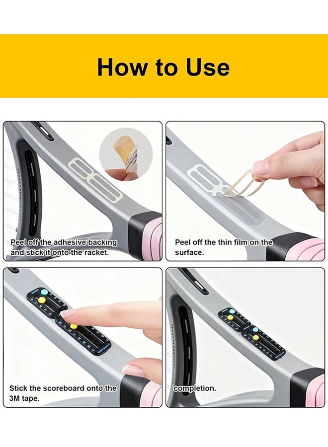 كراون مضرب تنس محمول ولوحة تسجيل نقاط بادل، لوحة تسجيل صغيرة سهلة التركيب لتسجيل النقاط والألعاب والمجموعات، متوافقة مع ITF، لوحة تسجيل نقاط صغيرة خفيفة الوزن، 1.9 جرام - Image 3