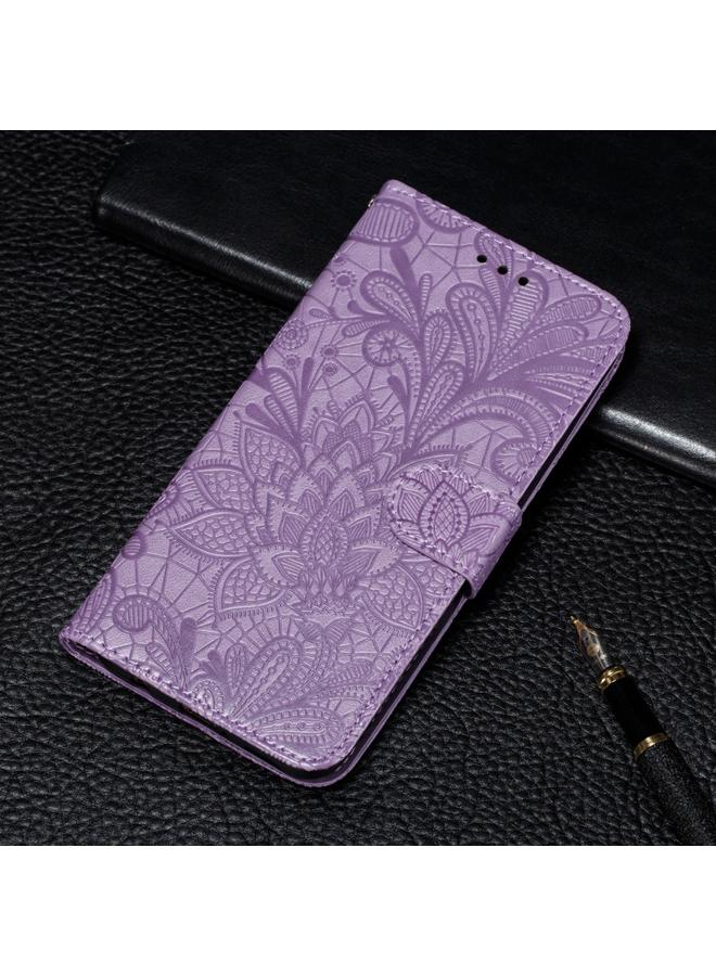 Zaboon Case For Huawei P40Lite&Nova 6SE&Nova 7i Lace Flower Embossing Pattern Horizontal Flip Leather Case with Holder & Card Slots & Wallet & Photo Frame & Lanyard - Image 1