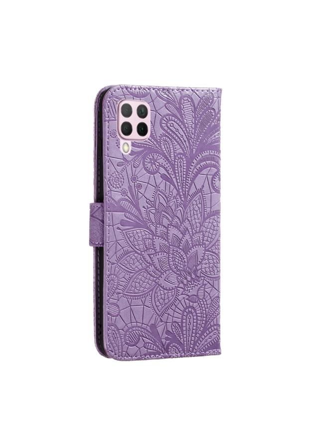 Zaboon Case For Huawei P40Lite&Nova 6SE&Nova 7i Lace Flower Embossing Pattern Horizontal Flip Leather Case with Holder & Card Slots & Wallet & Photo Frame & Lanyard - Image 3