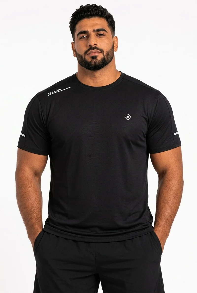 Men's Plus Size Training Short Sleeve T-Shirt Black