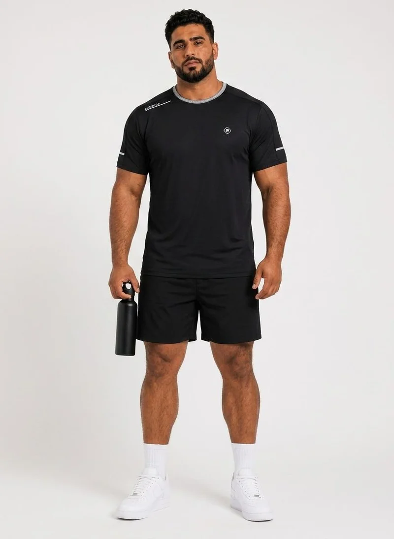 Moveletix Black Men's Plus Size Training Short Sleeve T-Shirt Black for Men | Best Price UAE