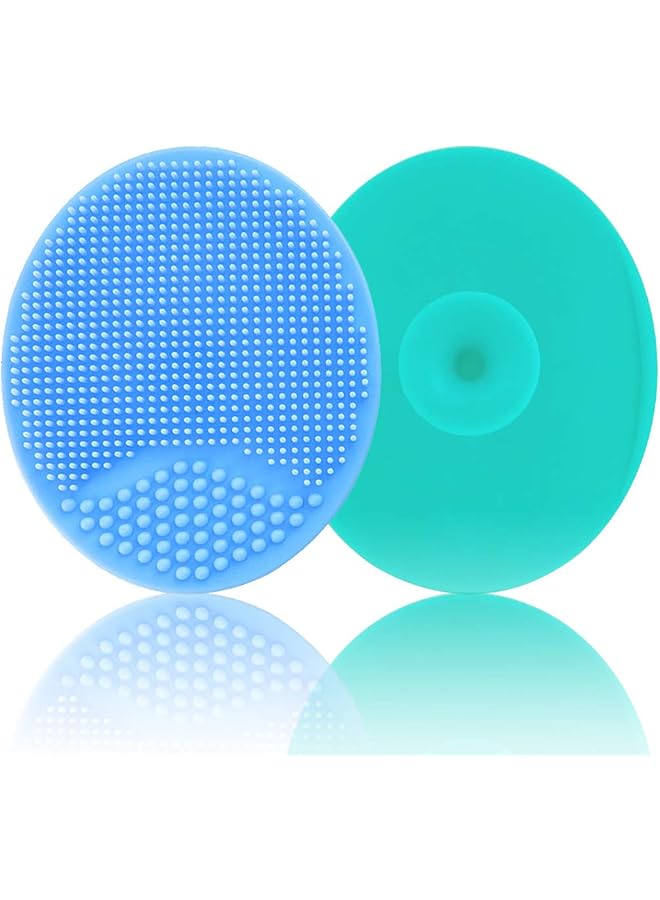 MR LION Baby Bath Brush Baby Cradle Cap Brush Silicone Massage Brush Silicone Scrubbers Exfoliator Brush Baby Skin Scrubbers For Dry Skin Cradle Cap And Eczema (Large Blue & Green) - Image 1