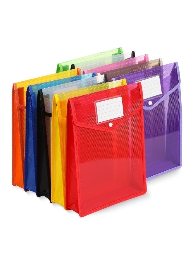Orgtralix A4 Size Expanding File Folders with Snap Closure, Waterproof Expandable Mesh File Pocket and Jacket Organizer with Label, Pouch Document Bag for Paper Storage Vertical, Multicolor 10 Packs - Image 1