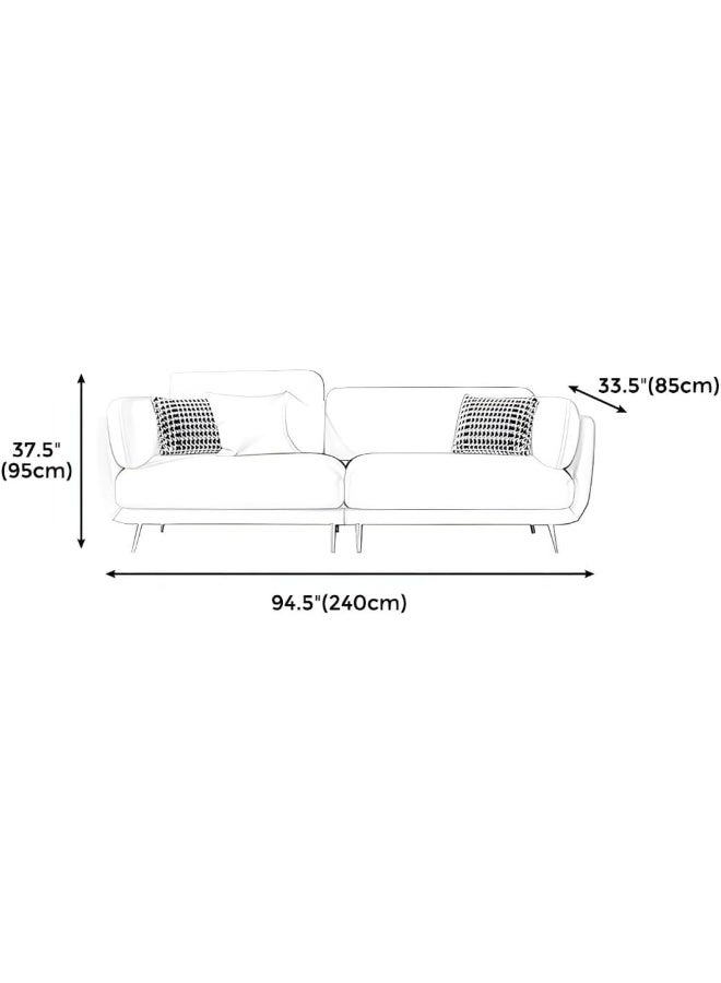 Ripple FURNITURE UAE Homes Contemporary Velvet Square Arm Sofa with Two Pillows, Standard Living Room Couch (Pink/White)  - Image 2