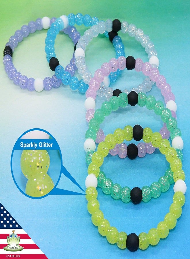 FROG SAC 6 Beaded Bracelets for Teen Girls, Sparkly Glitter Bracelet Pack, Cute Bracelets for Kids, Teen Girl Stuff, Birthday Party Favors for Teens - Image 2