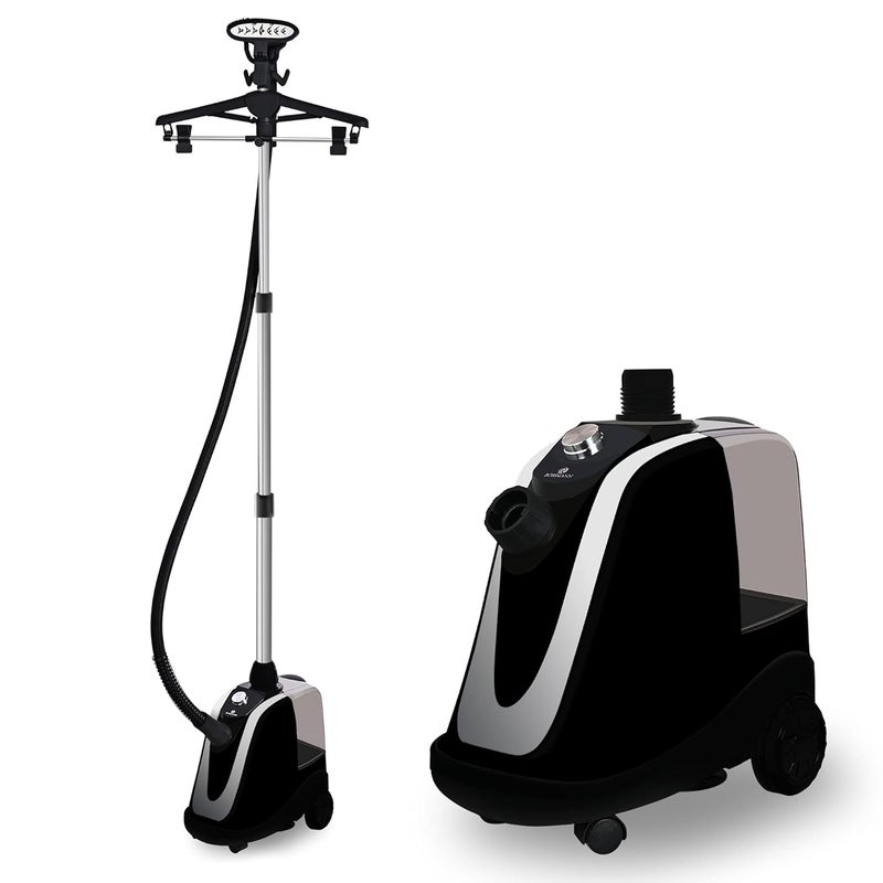 ROSSMANN Rossmann Professional Garment Steamer 2400 Watts Double Coil Aluminium Boiler 35 Litre Large Water Tank 90mins of Continuous Steam Premium Heavy Duty Build Quality 2 Years WarrantyBlack  - Image 1