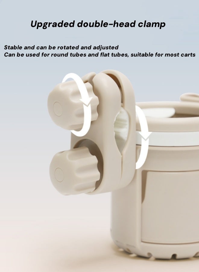oldlaiben Stroller Cup Holder,Baby Stroller Holder,3-In-1 Cup Phone Holder,Double Cup Design,Baby Pram Milk Bottle Holder,With Phone Holder,360° Rotation,Anti-Slip Design,For Stroller,Scooter(Blue) - Image 3
