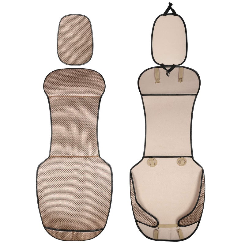 Auto Newer Luxury Breathable Car Seat Cover Fit Four Seasons, Universal Front of Car Seat Cushions, Bottom Seat Covers of Full Wrapped Edge,Universal Fit for 95% Cars,SUV,Pickup(Beige,1PCS) - Image 4