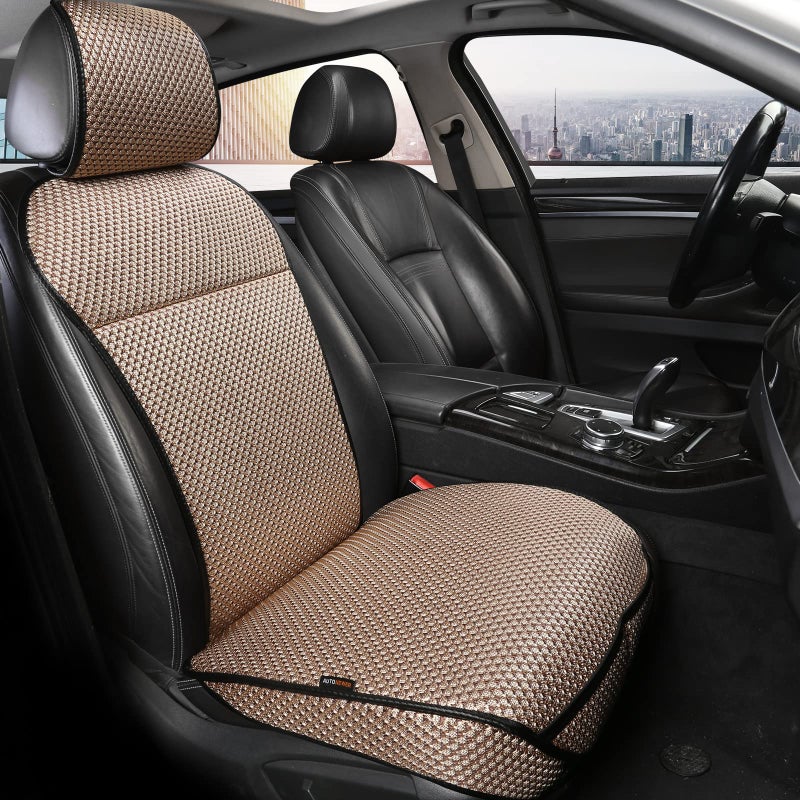Auto Newer Luxury Breathable Car Seat Cover Fit Four Seasons, Universal Front of Car Seat Cushions, Bottom Seat Covers of Full Wrapped Edge,Universal Fit for 95% Cars,SUV,Pickup(Beige,1PCS) - Image 1