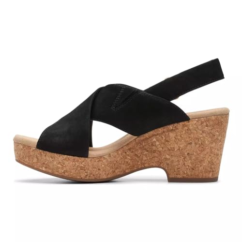 clarks صندل كلاركس النسائي جيسيل دوف برباط ويدج، أسود نوبوك، 8 - Image 2