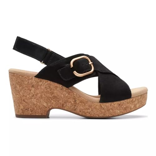 clarks صندل كلاركس النسائي جيسيل دوف برباط ويدج، أسود نوبوك، 8 - Image 5