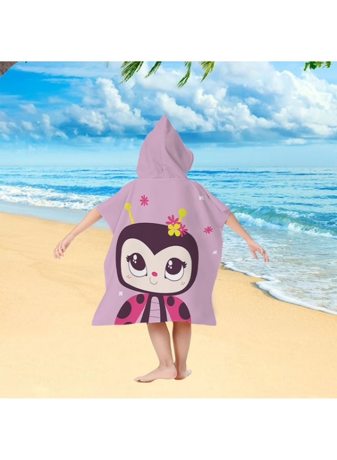Kids Ladybug Hooded Beach Towel Poncho, Ultra Soft Microfiber Quick-Drying Bathrobe for Boys Girls, Cartoon Swim Cover-Up Towel for Pool, Beach & Bath Time - Image 4