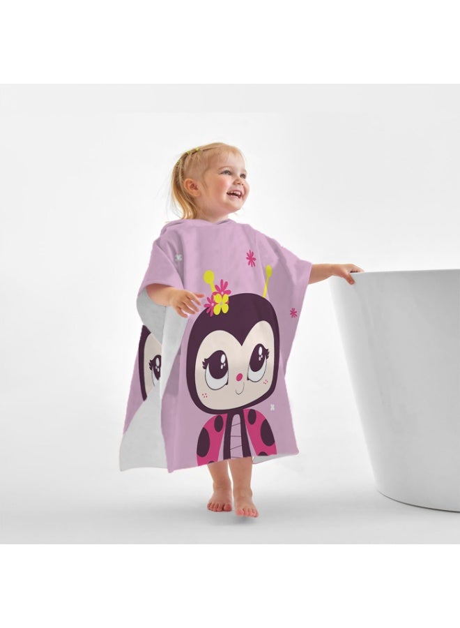 Kids Ladybug Hooded Beach Towel Poncho, Ultra Soft Microfiber Quick-Drying Bathrobe for Boys Girls, Cartoon Swim Cover-Up Towel for Pool, Beach & Bath Time - Image 2